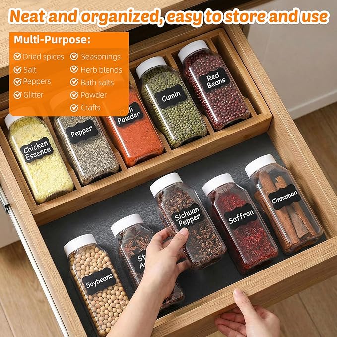Mifoci 28 Pack 16 oz Plastic Spice Jars with Cap Square Plastic Bottle Containers with Shaker Lids and Stickers Large Seasoning Shaker Empty Powder Storage Container for Storing Salt Herbs (White)