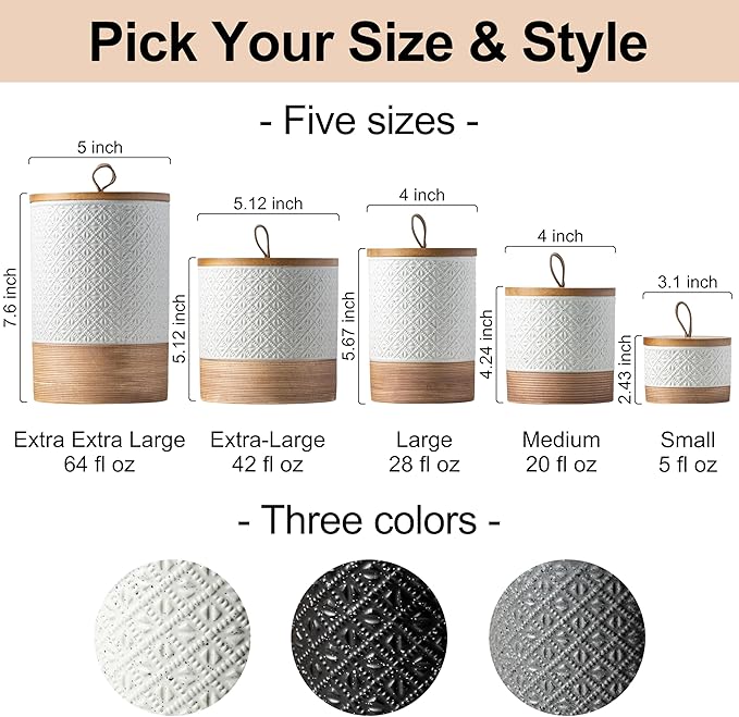 Miamolo Large Jar with Lid, Ceramic Coffee Container Kitchen Food Storage Jars with Airtight Lids for Spice Cookie Ground Coffee, Decorative Jars for Coffee Countertop, Bar Accessories- White 64 fl.oz