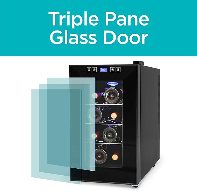 BLACK+DECKER 8 Bottle Wine Fridge + Secura Electric Wine Opener
