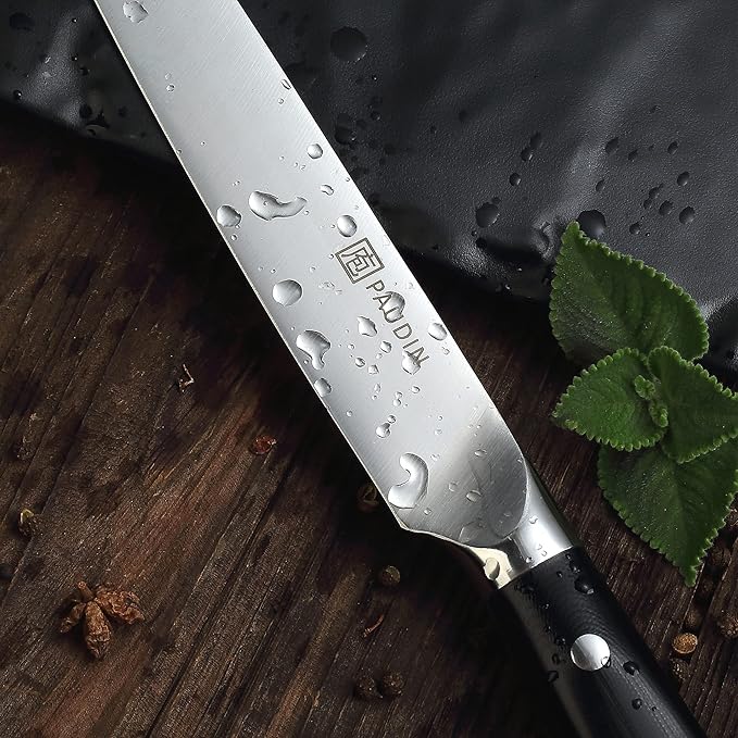 PAUDIN Carving Knife Set - 8" German Steel Turkey Carving Knife and Fork Set With Ergonomic Handle, Full Tang For Meat, Brisket