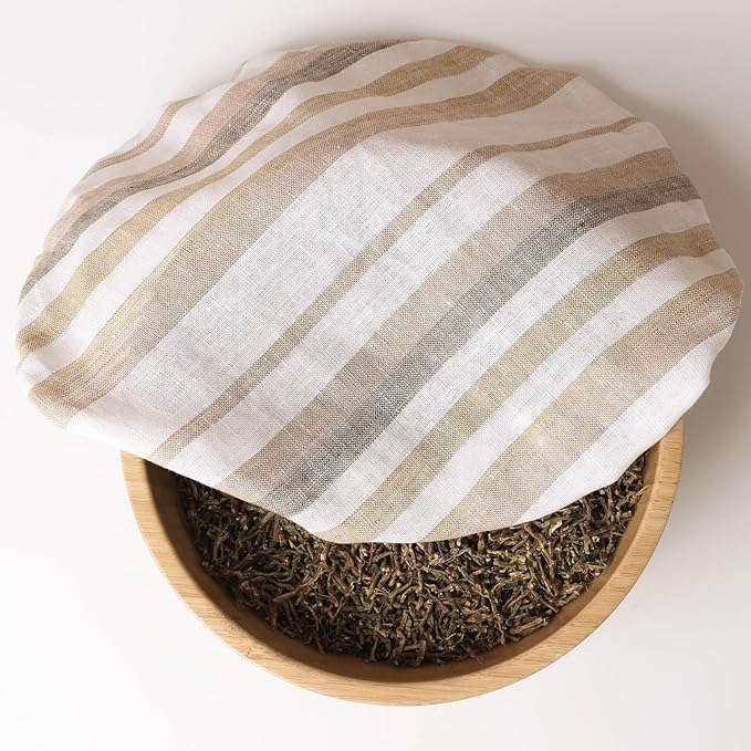 100% Linen Bowl Covers Reusable For Bread Proofing, 4 Pcs Elastic Cloth Fabric Colorful Stripe Bowl Covers, 5.9*7.9*9.8*11.8 Inches, Colorful 1