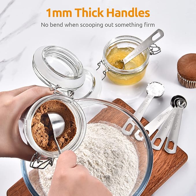 U-Taste 18/8 Stainless Steel Measuring Spoons Set for Dry and Liquid Ingredients(Set of 7), and Upgraded Measuring Cups and Spoons Set of 12 with Reinforced Welded Handle (Black)