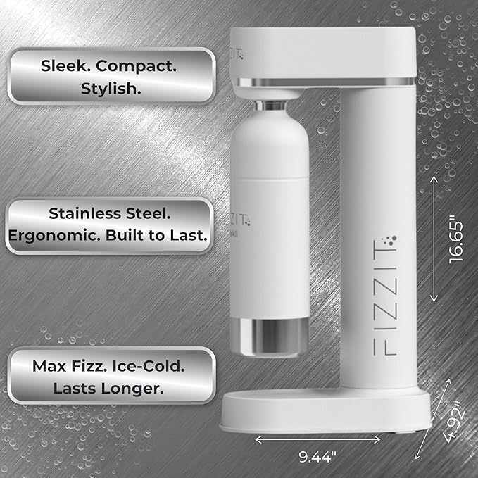 Fizzit Spärklï Carbonated Water Soda Maker with Stainless Steel Bottle Included,Dishwasher Safe