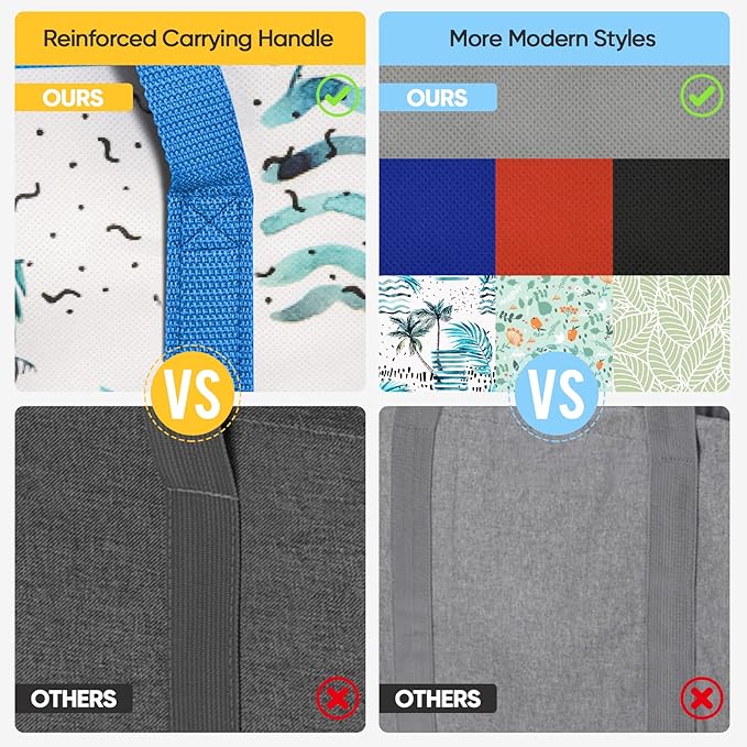 BALEINE 2Pk Insulated Reusable Grocery Bags, Collapsible Cooler Bag for Groceries, Heavy Duty Large Insulated Bag (16''x9''x13'', Island Breeze)