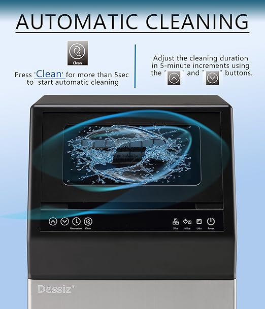 Dessiz Commercial Ice Maker Machine, 100lbs/24H Stainless Steel 36pcs Under Counter Freestanding Ice Maker with 33lbs Ice Storage Capacity