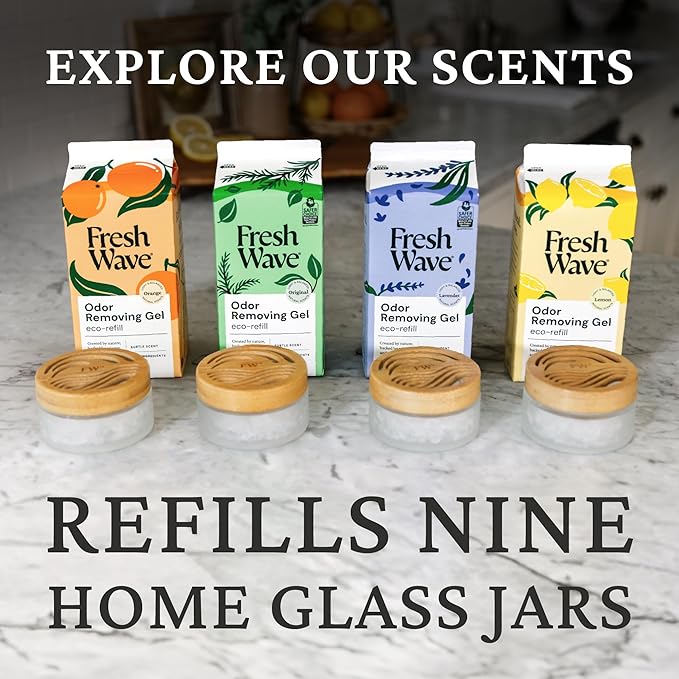 Fresh Wave Lemon Odor Removing Gel Refill, 63 oz. - Safer Odor Absorbers for Home, Natural Plant-Based Odor Eliminator, Every 15 oz. lasts 30-60 Days, For Cooking, Trash & Pets