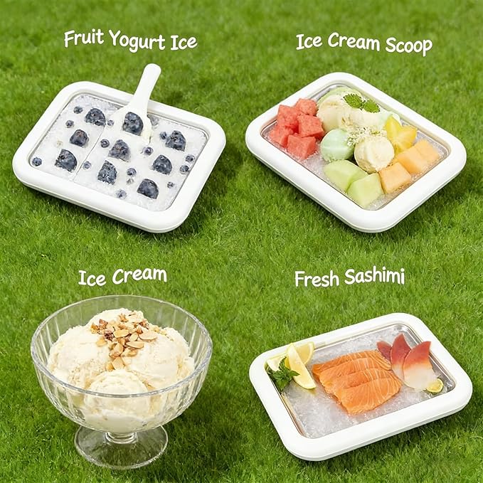 Rolled Ice Cream Maker, New Homemade Ice Cream Roller Maker, Instant Ice Cream Maker, DIY Fun Family Activity Rolled Ice Cream Tray for Yogurt, Sorbetand and Gelatod with 2 Scrapers(Pink)