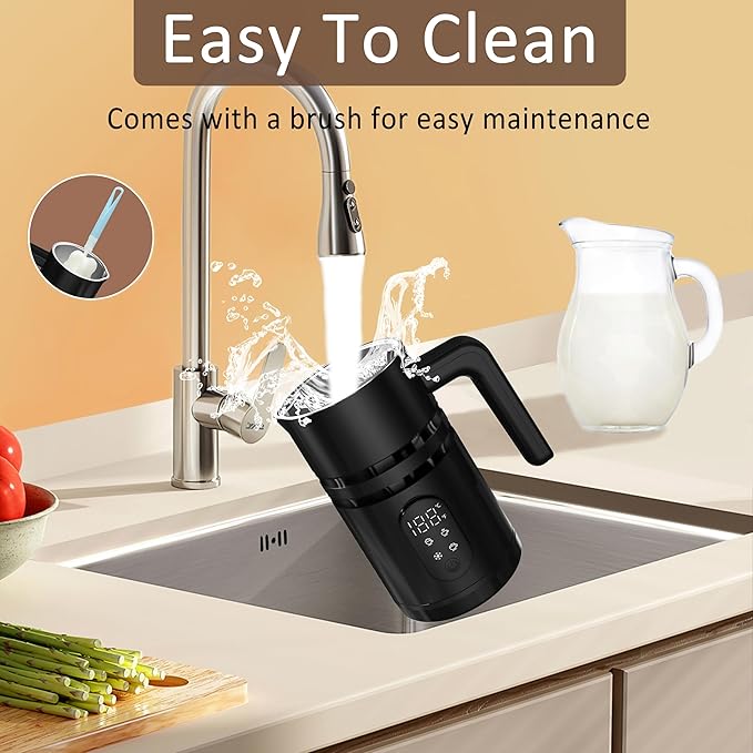 Milk Frother, 4 in 1 Electric Milk Steamer for Coffee with Temperature Display, 11.8oz/350ml Detachable Automatic Milk Warmer and Cold Foam Maker for Coffee, Latte, Cappuccino