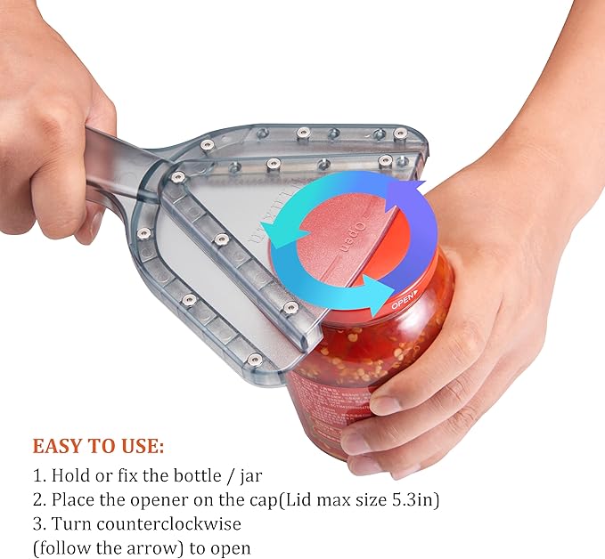 Jar Opener for Weak Hand & Seniors with Arthritis,Easy Twist Off Bottle Caps,Patent | Unique Kitchen Gadgets, Christmas Gifts for Elderly/Women/Men (Red)