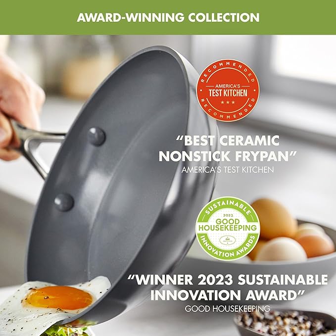 GreenPan Valencia Pro Hard Anodized Healthy Ceramic Nonstick 8" and 10" Frying Pan Skillet Set, PFAS-Free, Induction, Dishwasher Safe, Oven Safe, Gray