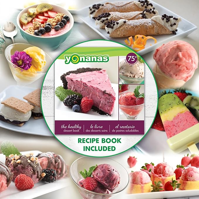 Yonanas 988HP Deluxe Vegan Non-Dairy Frozen Fruit Soft Serve Dessert Maker, BPA Free, Includes 75 Recipes, 200 Watts, Pink