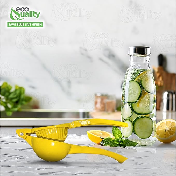 EcoQuality Heavy Duty Handheld Yellow Citrus Juice Squeezer Premium Lemon, Lime & Orange Press for Maximum Extraction Easy to Use, Durable and Rust Resistant Metal Manual Juicer (8)