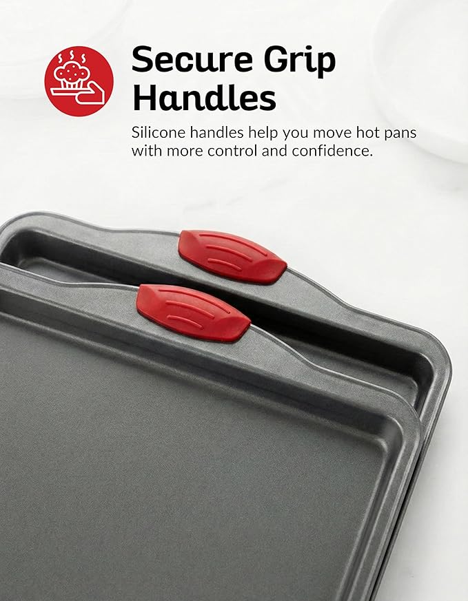 Boxiki Kitchen Nonstick Baking Sheet Pan – Heavy-Gauge Carbon Steel, Warp, Dent, and Rust-Resistant – Gourmet Rimmed Half Cookie Sheet Trays, Non-Toxic for Exceptional Baking Performance - 15x10 Inch