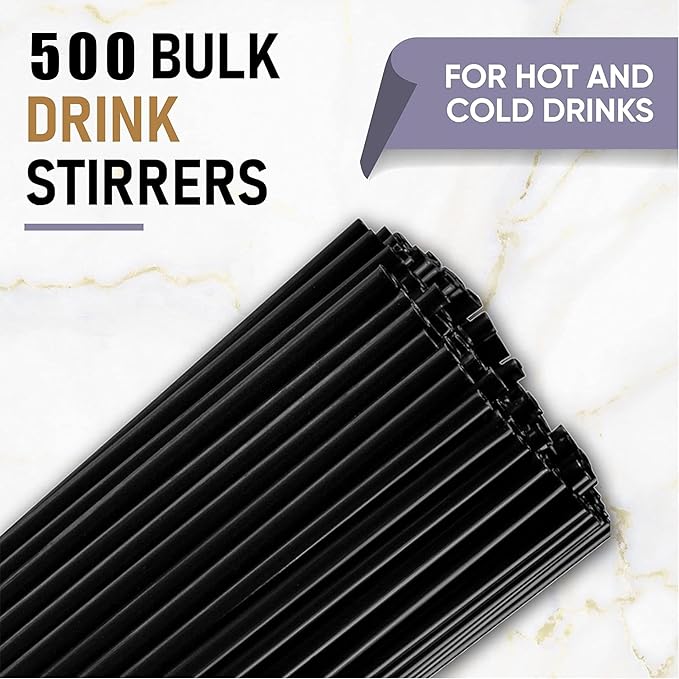 500 Pcs Coffee Stirrer and Holder Set Coffee Stir Sticks Coffee Stirrers 5” Plastic Cocktail Stirrers For Drinks for Mixing Coffee Milk Cocktail Drinks Coffee Home Kitchen Party Supplies (black)