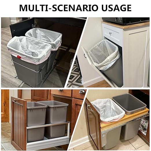 2-Pack 35 Quart Trash Can with Lid, 9.25 Gallon Recycle Waste Garbage Container for Kitchen Cabinet Pullouts, Plastic Bins for Home and Office, Gray