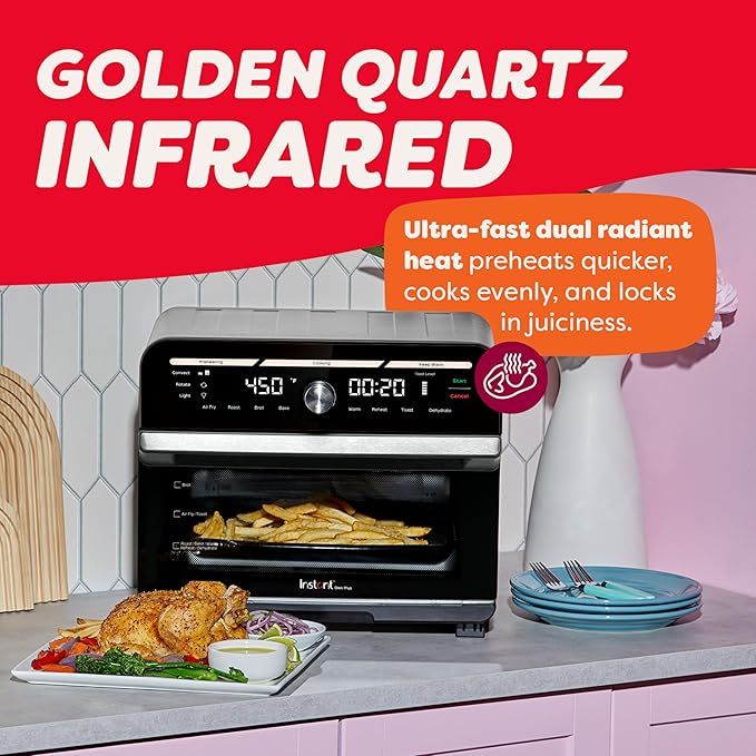 Instant Pot Omni Plus 19QT/18L Toaster Oven Air Fryer, 10-in-1 Functions, Fits 12" Pizza, Crisp, Broil, Bake, Roast, Toast, Warm, Convection, 100+ In-App Recipes, from the Makers of Instant Pot, Black