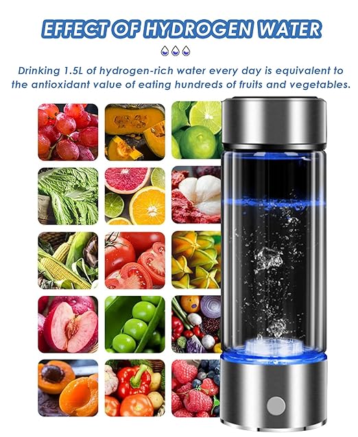 420ml Hydrogen Water Bottle Portable Hydrogen Water Ionizer Machine USB Rechargeable Hydrogen Water Generator,Hydrogen Rich Water Glass Health Cup for Home Travel