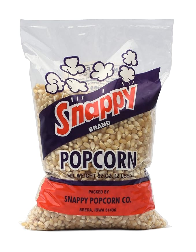 Snappy White Popcorn Kernels for Popping with Popcorn Machine, Air Popper or Stove Top, 2 lb Bags, 4 Pack