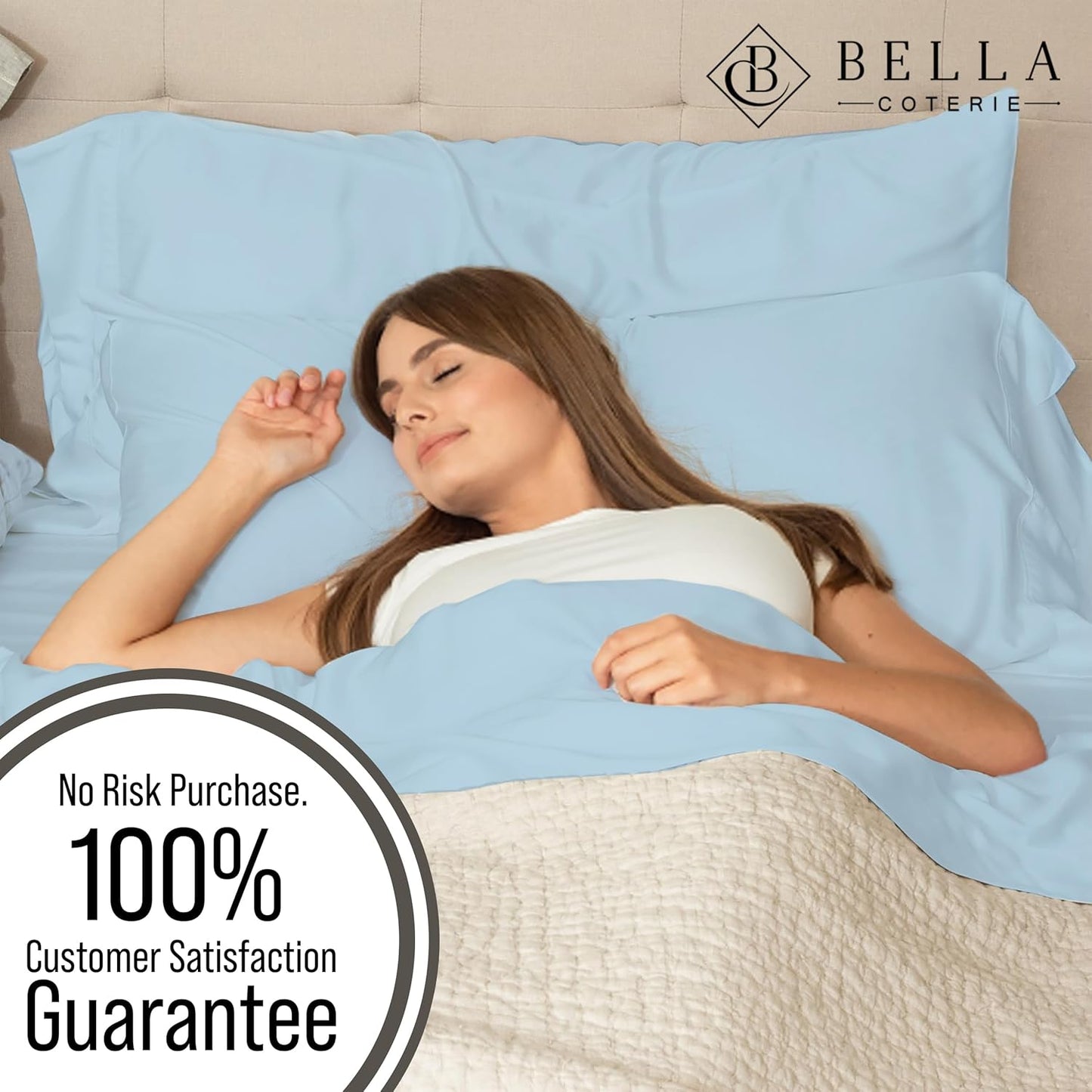 Bella Coterie Luxury Bamboo Viscose Twin XL Size Sheet Set | 100% Organically Grown | Ultra Soft | Cooling for Hot Sleepers | 18" Deep Pocket [Coastal Blue]