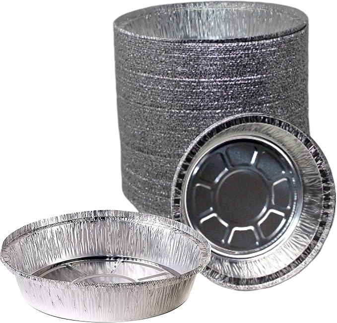 EcoQuality (400 Pack - 9 Inch Disposable Round Aluminum Foil Take-Out Pans - Disposable Tin Containers, Perfect for Baking, Cooking, Catering, Parties, Restaurants (No Lids)