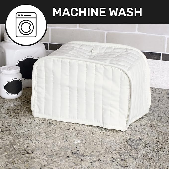 RITZ Premium Universal Two Slice Toaster Cover, 11.25" x 5.75" x 7", Polyester and Cotton Quilted, Fingerprint Protector, Super Soft Appliance & Dust Cover, Appliance NOT Included, Natural