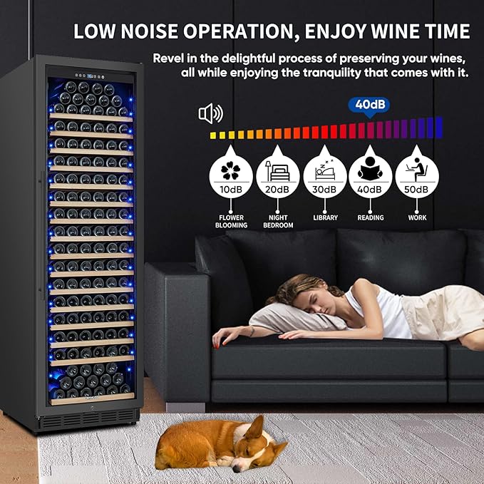 ORYMUSE 200 Bottle Upgrade Wine Cooler Refrigerator - 24 Inch Large Capacity Wine Fridge Built-In Freestanding, with Quiet Compressor, Professional Temperature Control & Wine Cellar - Black