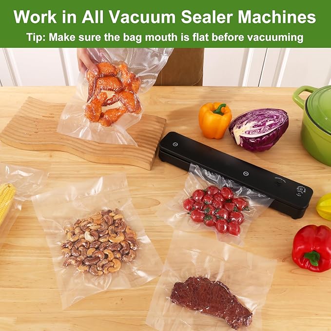 Moretoes Vacuum Sealer Bags, 6 Rolls 8" x 20' Food Vac Bags for Food Storage Saver, Commercial Grade Bag Rolls, BPA Free, Customized Size Bag for Sous Vide Cooking or Meal Prep