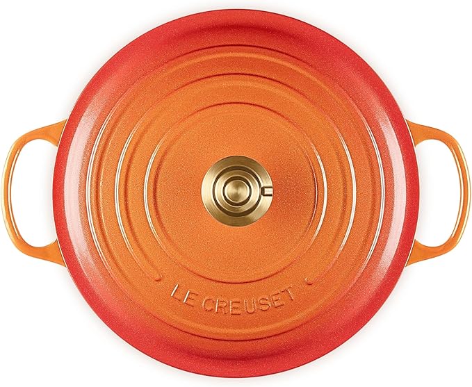 Le Creuset Enameled Cast Iron Signature Round Dutch Oven, 7.25 qt., Flamme Doree with Crucible Knob