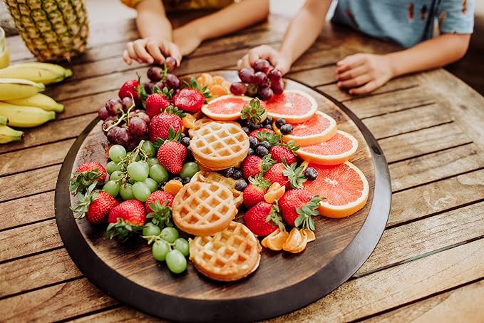 PICNIC TIME NFL Unisex NFL Lazy Susan Serving Tray, Wooden Turntable Round Charcuterie Board, Cheese Serving Platter