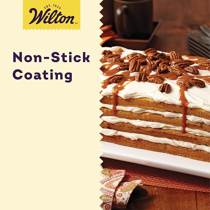 Wilton Easy Layers Sheet Cake Pan, Rectangle Sheet Pan, 2-Piece Baking Sheets Set, Steel (Pack of 4)