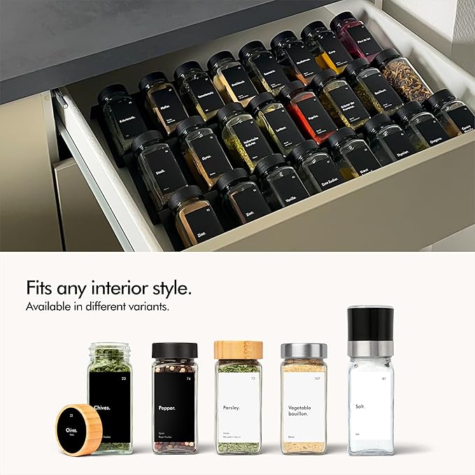 KIVY Glass Spice jars with Label & Shaker Lids [24x 4oz] Airtight Seasoning Containers for Cabinet & Drawer - Empty Spice Bottles - Seasoning jars with labels - Spice jars with stainless steel lids