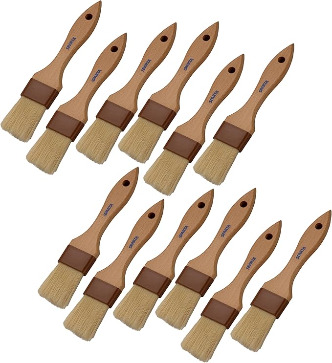 SPARTA Chef Series Basting Brush, Flat Boar Bristle Pastry Brush for Cooking and Baking, 2" Wide, 12 Count