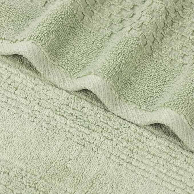 Superior Playa Zero Twist Cotton Medium Weight Towels, for Guest Bath, Bathroom, Shower, Spa, Plush, Quick Dry, Ultra-Soft Towels, Bath Essentials, Waffle Textured, 6 Piece Assorted Towel Set, Green