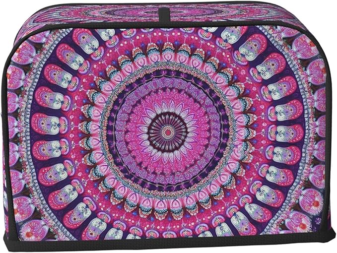 Bohemian Mandala Floral Toaster Cover 2 Slice, Cute Country Bread Machine Cover, Washable Toaster Kitchen Small Appliance Cover Stain Resistant,with Top Handle