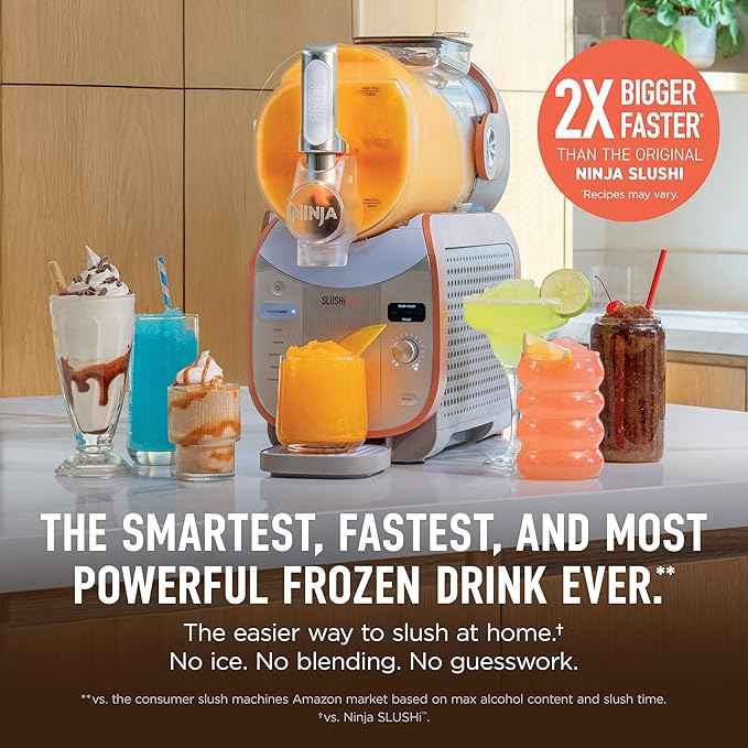 Ninja SLUSHi Max XXL Smart Frozen Drink Maker | Top Performance & Smart Technology, Party-Size 150oz Capacity, No Ice Needed, 6 Programs, Ideal Temp & Texture up to 12 hours | Peach FS605