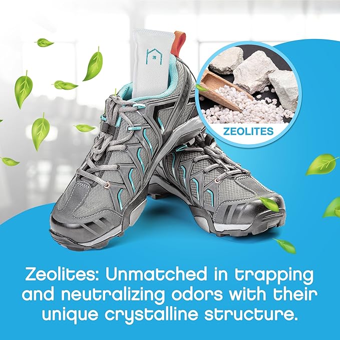 NonScents Shoe & Refrigerator Deodorizer Bundle - 4 Pack (8 Count) Shoe Odor Eliminator & 4 Refrigerator Deodorizer - Powerful, Reusable Odor Absorbers for Shoes, Fridge, Closets - Unscented Freshness