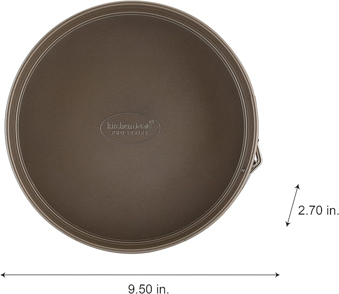 Kitchen Details Pro Series 9.5 Inch Round Spring Form Pan | Dimensions: 9.5” x 2.7 | Nonstick | Even Heating and Browning | Easy Release | Easy to Clean | Durable | Bakeware | Kitchen