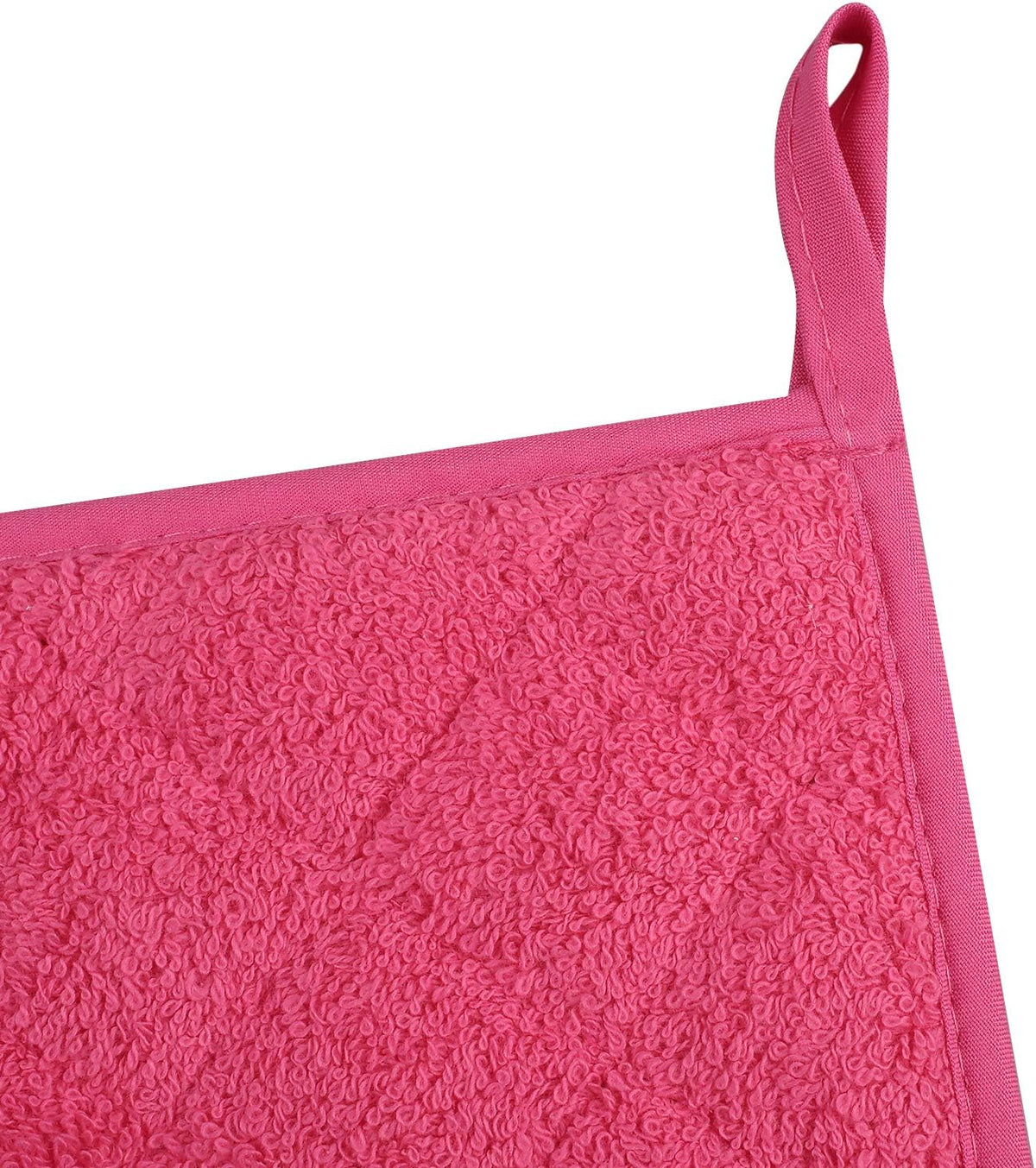 100% Cotton Kitchen Everyday Basic Terry Pot Holder Heat Resistant Coaster Potholder for Cooking and Baking Set of 5 (Dark Pink, Potholder)