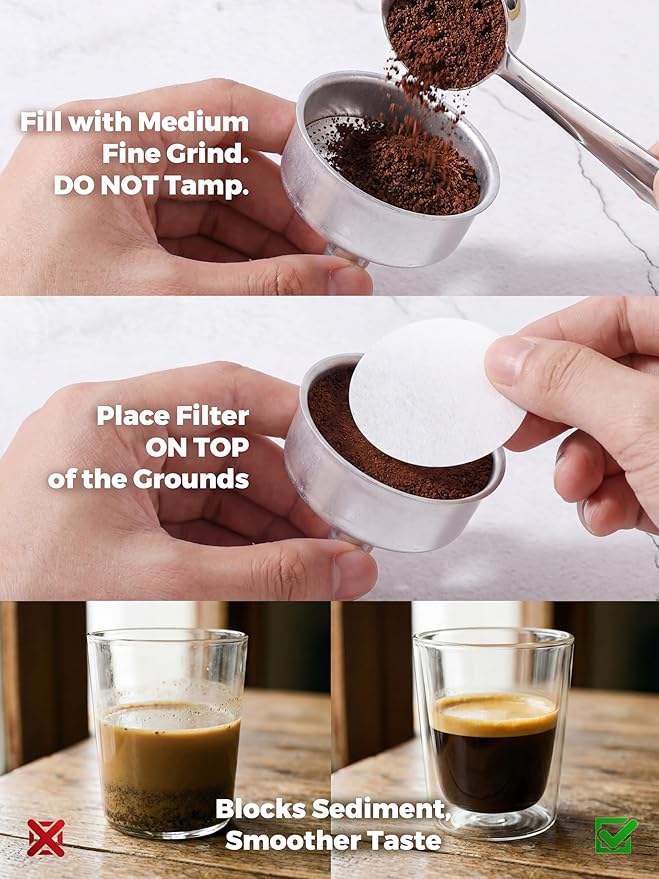 AGOGO Milano Moka Pot Stovetop Espresso Maker with 100 Paper Filters for Sediment-Free Coffee, Classic Italian Greca with Wood-Grain Handle,Cleaning Brush & Towel 6 Cup (10oz / 300ml) Black