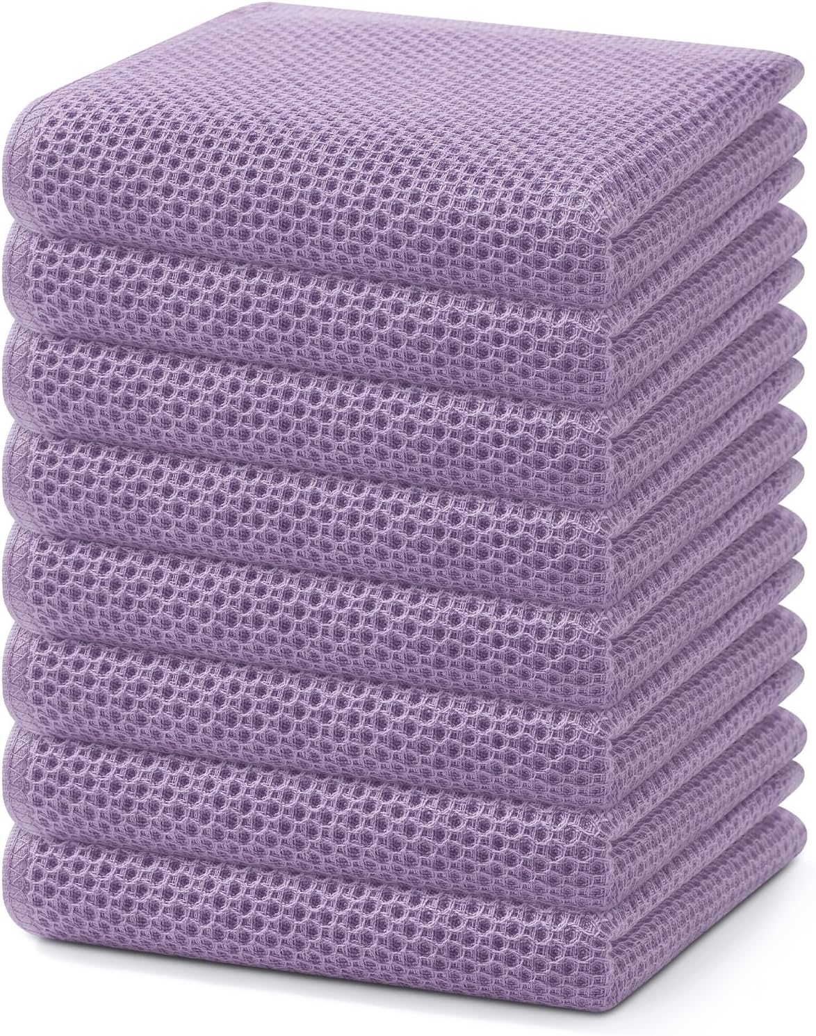 Homaxy 100% Cotton Waffle Weave Kitchen Dish Towels, Ultra Soft Absorbent Quick Drying Cleaning Towel, 13 x 28 Inches, 8-Pack, Lavender
