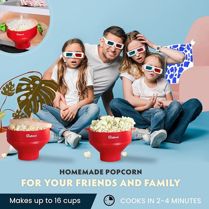 The Original Salbree Microwave Popcorn Popper, Silicone Popcorn Maker, Collapsible Microwavable Bowl - Hot Air Popper - No Oil Required - The Most Colors Available (Green)