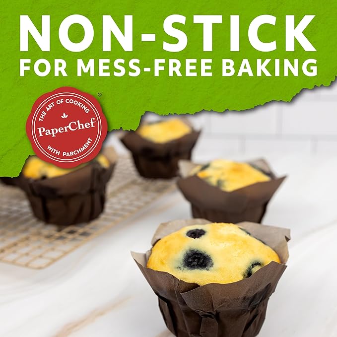 PaperChef - Parchment Lotus Baking Cups - Easy Release, Non-Stick Paper - Decorative Baking Cups, Perfect for Parties, Weddings, and Holidays - 12 count - 4 Pack
