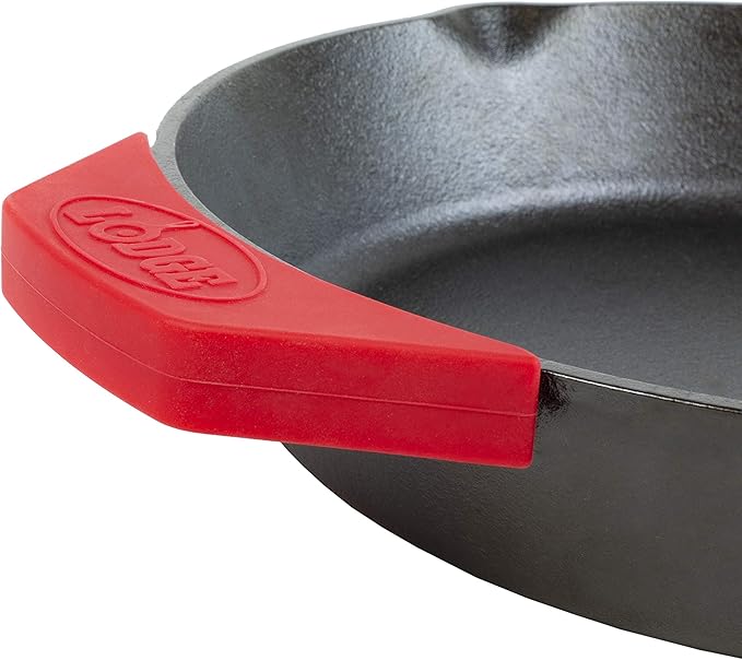 Lodge Silicone Assist Handle Holder - Dishwasher Safe Hot Holder Designed for Traditional Lodge Cast Iron Dual Handle Products - Reusable Heat Protection Up to 450° - Red (Pack of 2)