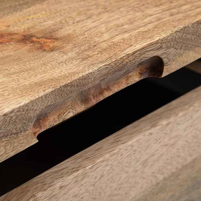 SIMPLIHOME Hunter Lift Top Coffee Table - 32 inch Wide Solid Mango Wood and Metal Industrial Square Cocktail Table in Natural, Living Room Table with Dual Lift Tops, Hidden Storage and Hairpin Legs