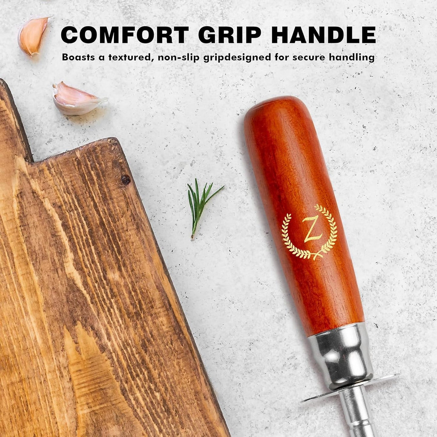 Knife Sharpener Rod, Kitchen Knives Sharpener Carbon Steel Professional Knife Sharpening Steel, Honing Rod with Hanging Holes (13 inches), Z