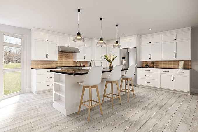 Quicklock RTA (Ready-to-Assemble) 42" Tall Wall Kitchen Cabinets - Shaker Style | 100% Hardwood | Made in America | Soft Close Hardware (Pure White, 12" D x 36" W x 42" H)