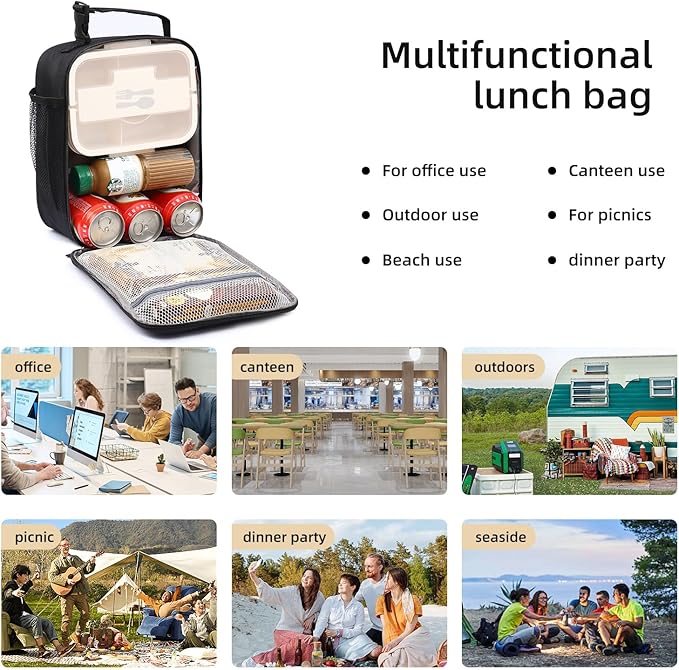 Lovoeo Lunch box Lunch bag for men women Insulated Lunchbox Lunch bags for Work Picnic Travel (Thicken blue)