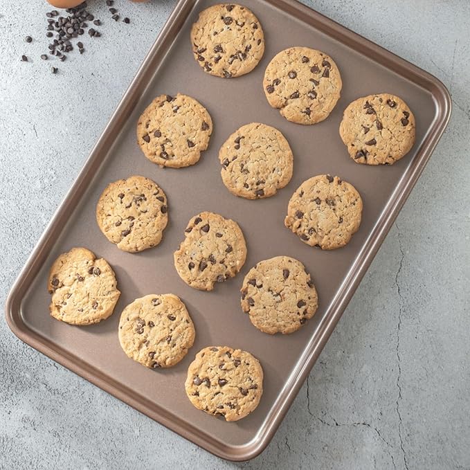 HAPPIELS Nonstick Baking Sheet Set of 2 – 10 x 15 Inch Non-Toxic Cookie Sheets | Premium Nonstick Jelly Roll Pans for Baking & Roasting | PFOA-Free, Durable Bakeware 15x10 in