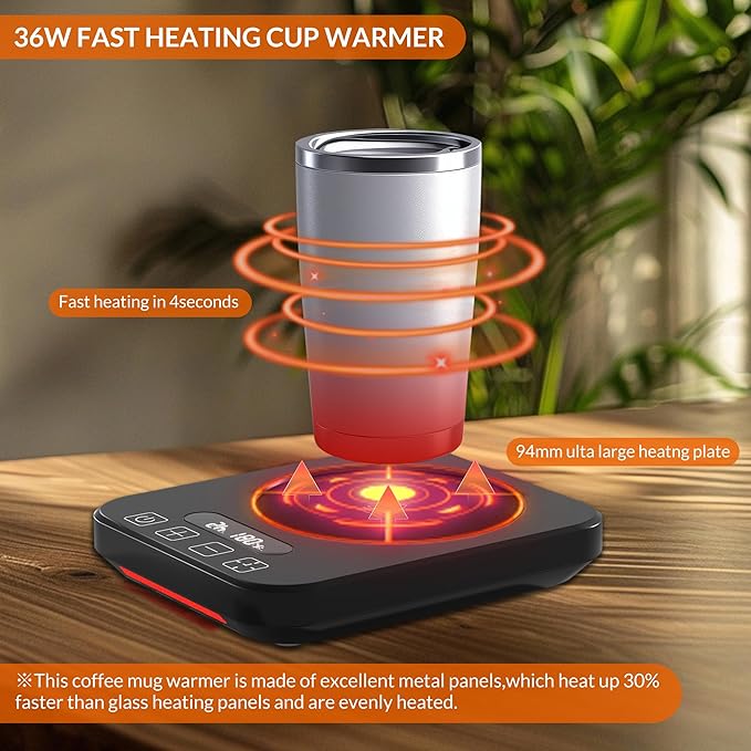 Coffee Mug Warmer,Cup Warmer with 7 Temp Settings,8H Auto Shut Off & 12H Timer,Fast Bottle Warmers for All Bottles,The Ultimate Coffee Warmer Plate for Beverage Lovers (Black)