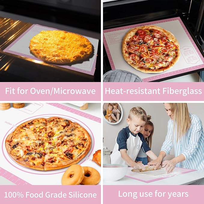 Oven Liners for Bottom of Oven + Silicone Pastry Baking Mat with Measurement